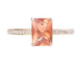 1.23ct Oregon Sunstone with Diamond Pave Band 14K Rose Gold Engagement Ring R6233