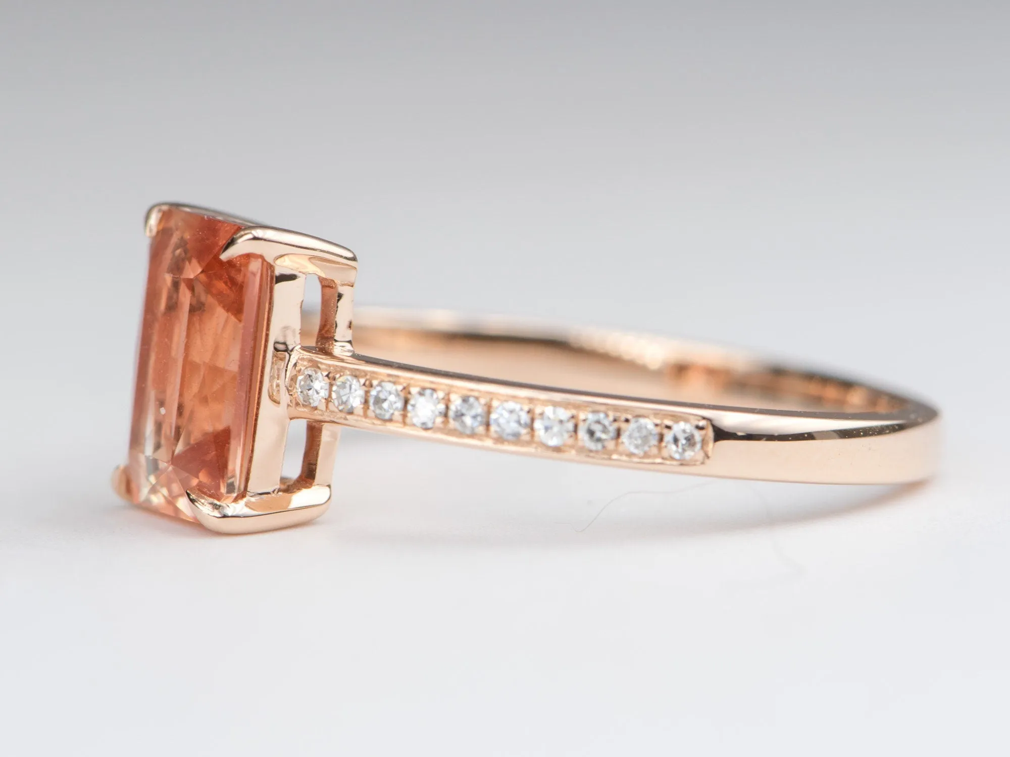 1.23ct Oregon Sunstone with Diamond Pave Band 14K Rose Gold Engagement Ring R6233