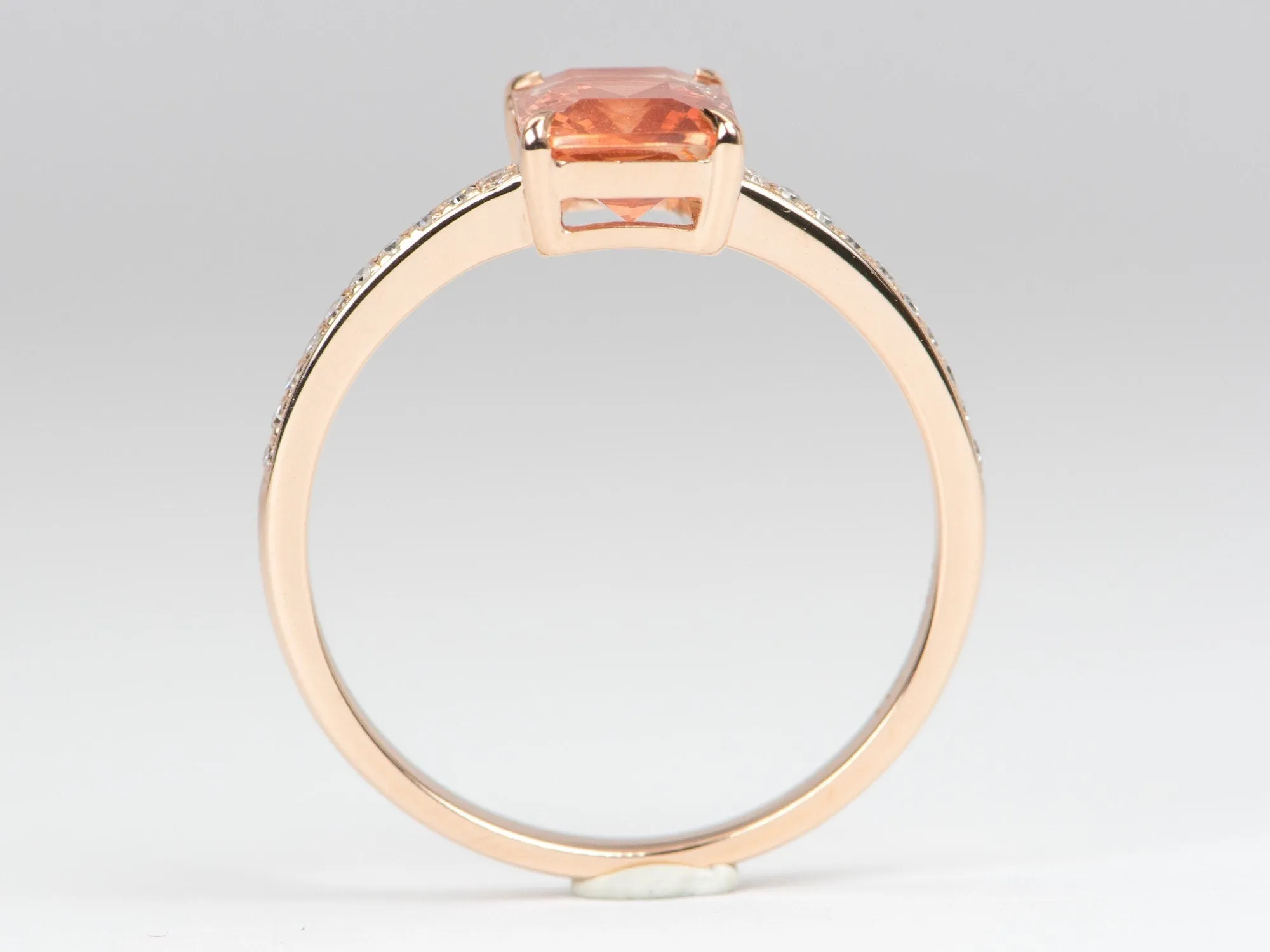 1.23ct Oregon Sunstone with Diamond Pave Band 14K Rose Gold Engagement Ring R6233