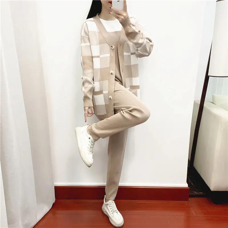 3-Piece Harem Pants Women Sweater Set