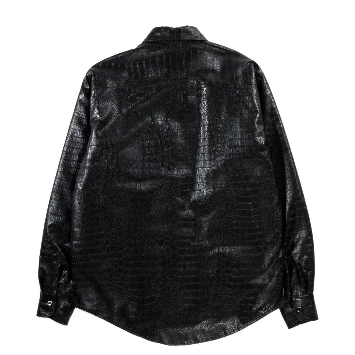 4SDESIGNS QUILTED BD SHIRT JACKET BLACK 15OZ. CROC LEATHERETTE JERSEY