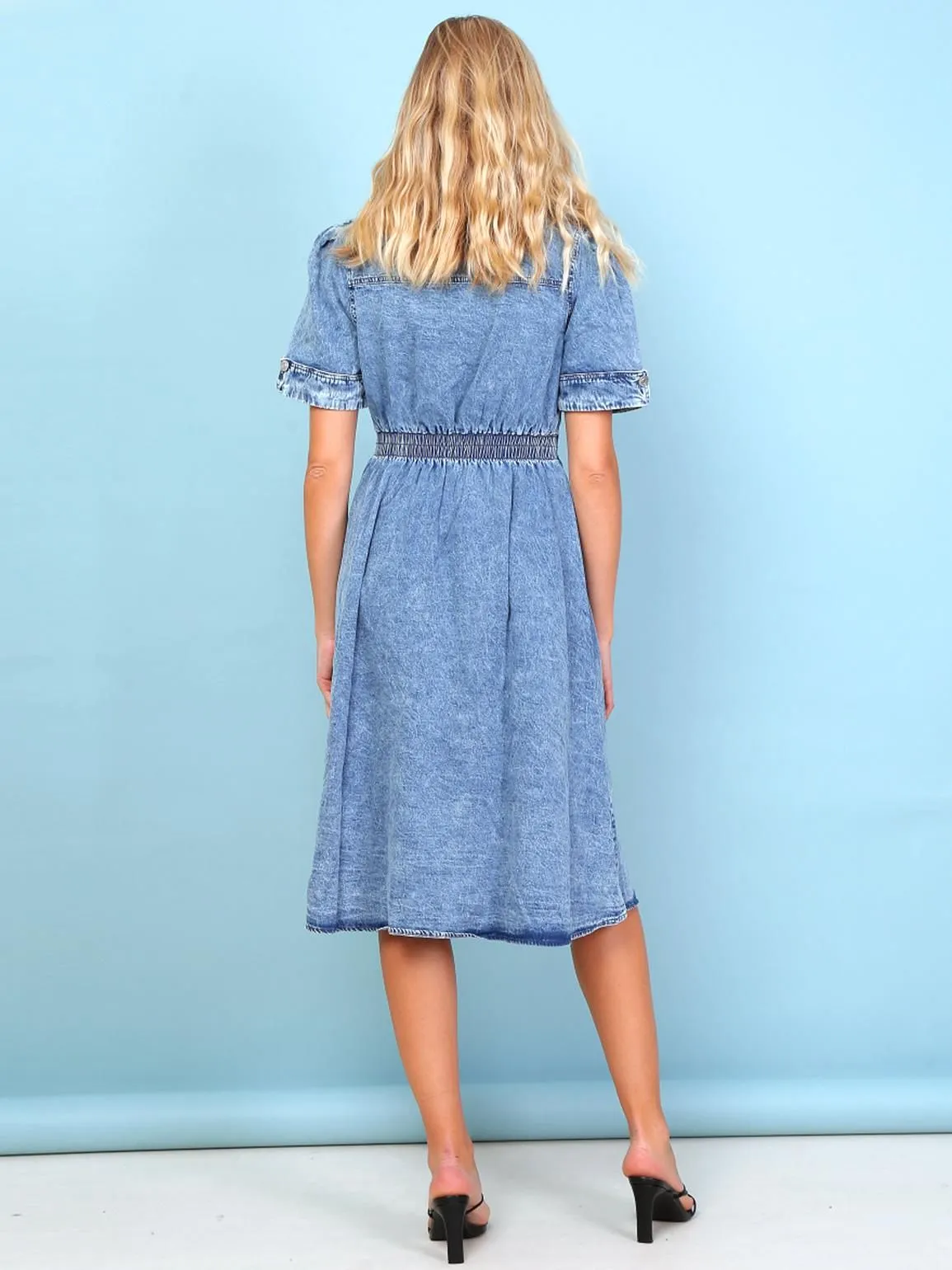 9 9/Cotton Denim Dress, Midi Length, UK Sizes 8 to 12