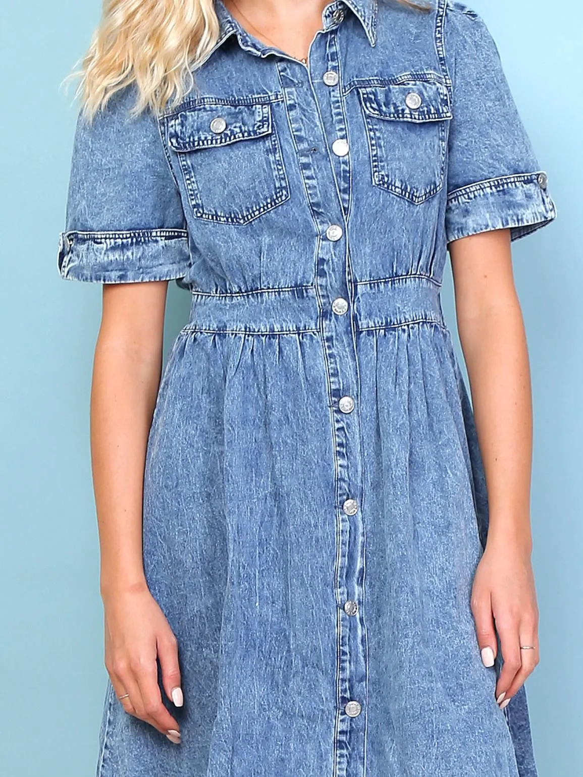 9 9/Cotton Denim Dress, Midi Length, UK Sizes 8 to 12