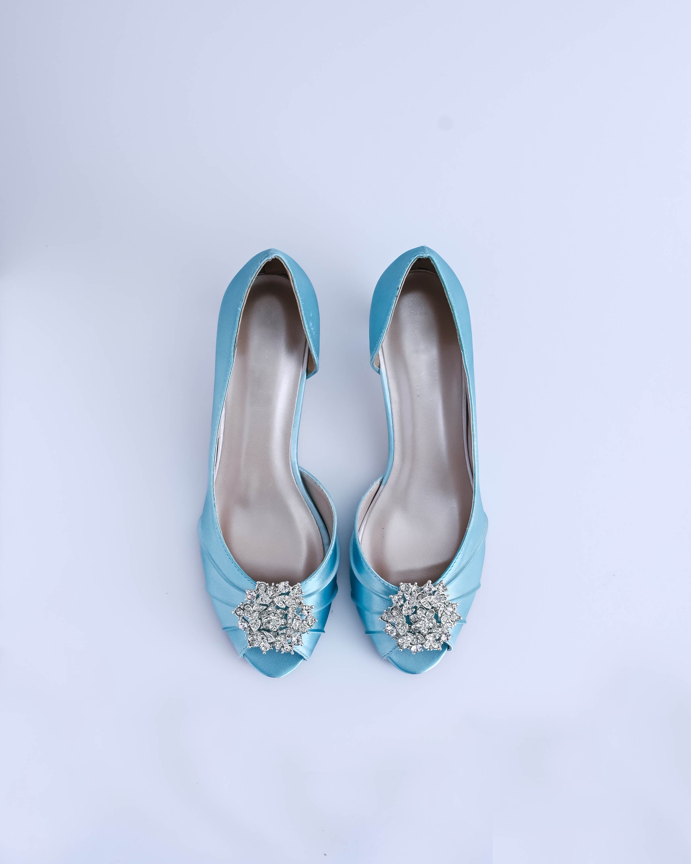 Abby Blue Box Bridal Heels with Classic Crystal Cluster