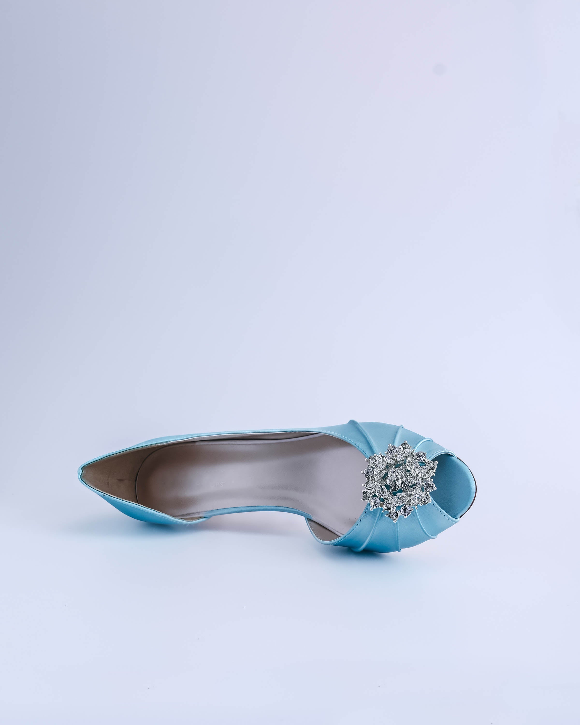 Abby Blue Box Bridal Heels with Classic Crystal Cluster