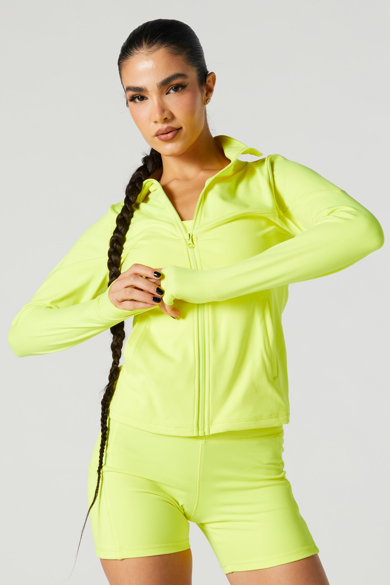 Active Mock Neck Zip-Up Hoodie