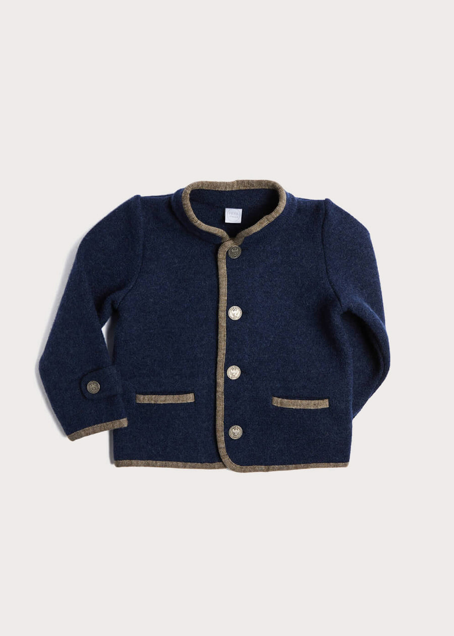 Austrian Single Breasted Contrast Trim Jacket in Blue (12mths-10yrs)