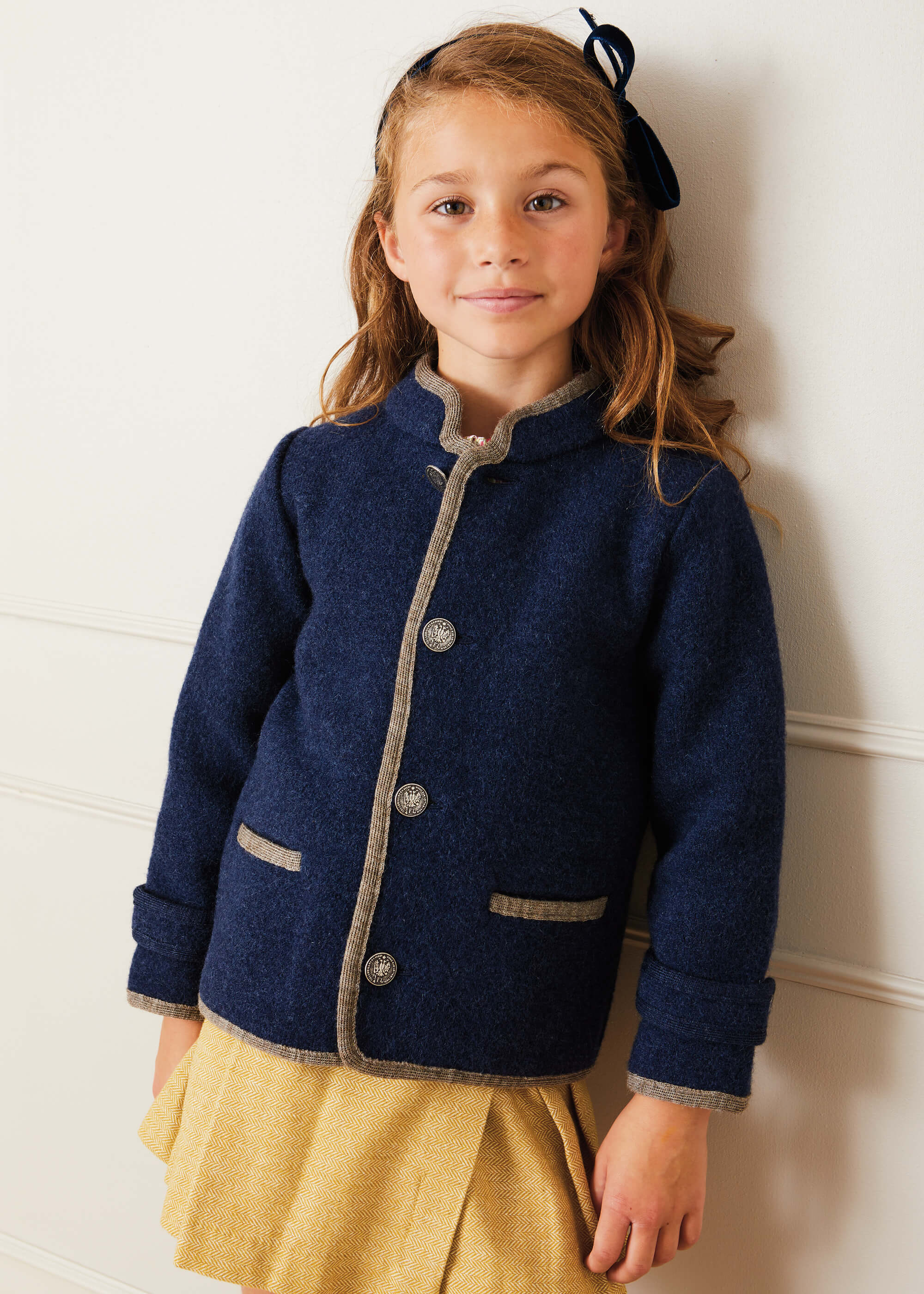 Austrian Single Breasted Contrast Trim Jacket in Blue (12mths-10yrs)