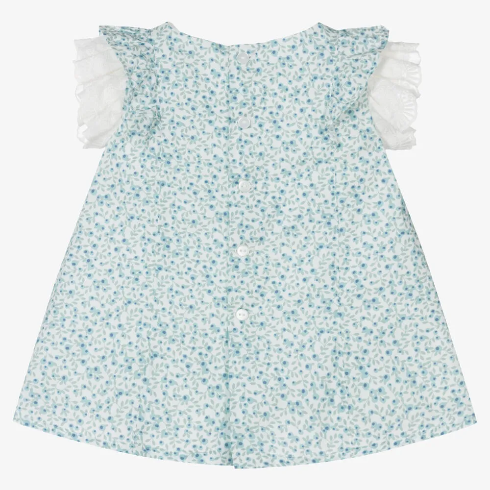 Baby Girls Blue & Green Floral Dress