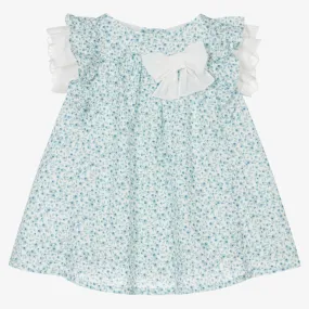 Baby Girls Blue & Green Floral Dress