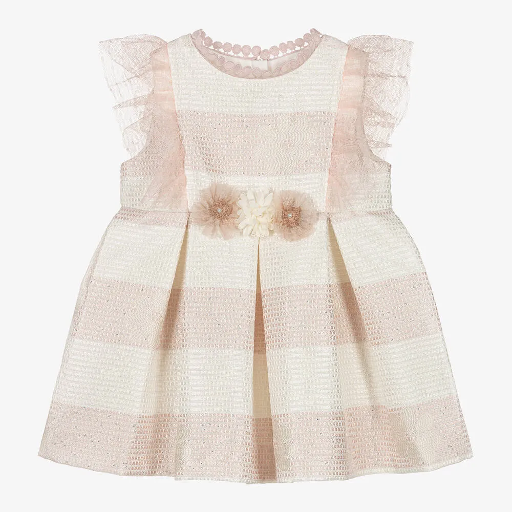 Baby Girls Pink Striped Floral Dress