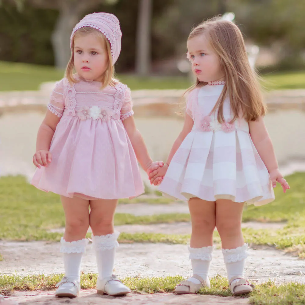 Baby Girls Pink Striped Floral Dress