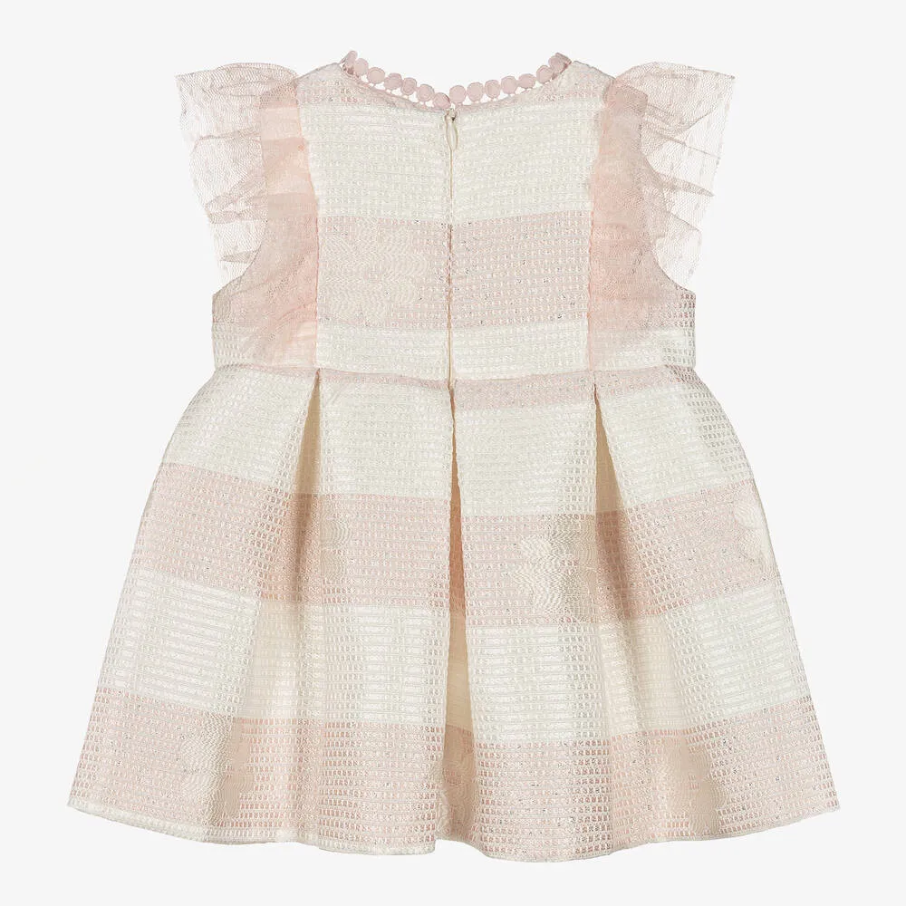 Baby Girls Pink Striped Floral Dress