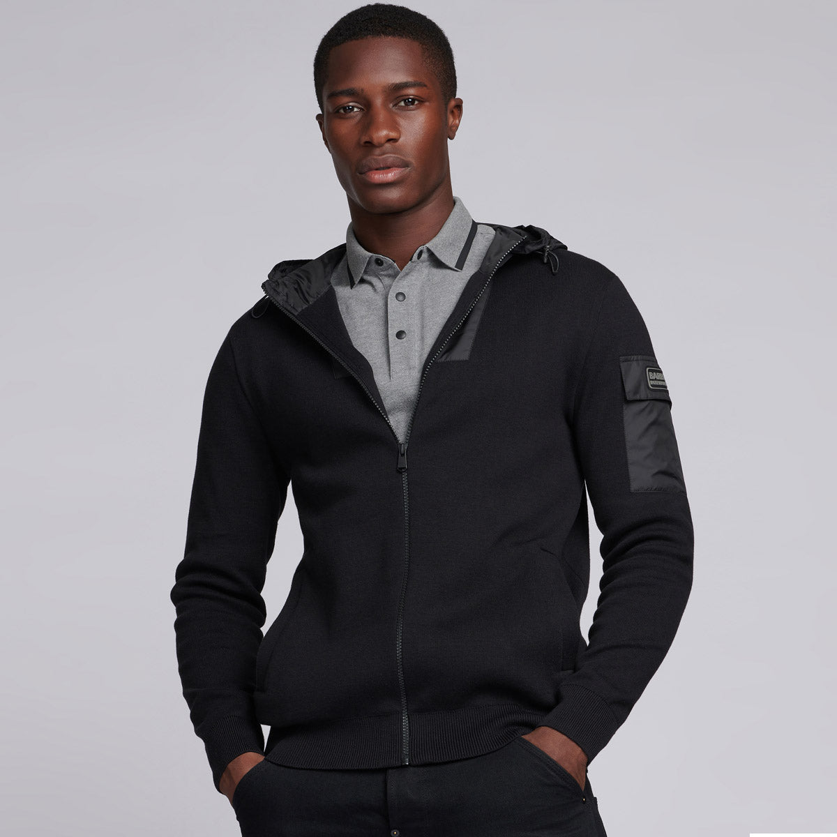 Barbour International - Swift Knit Zip Up Hoodie in Black