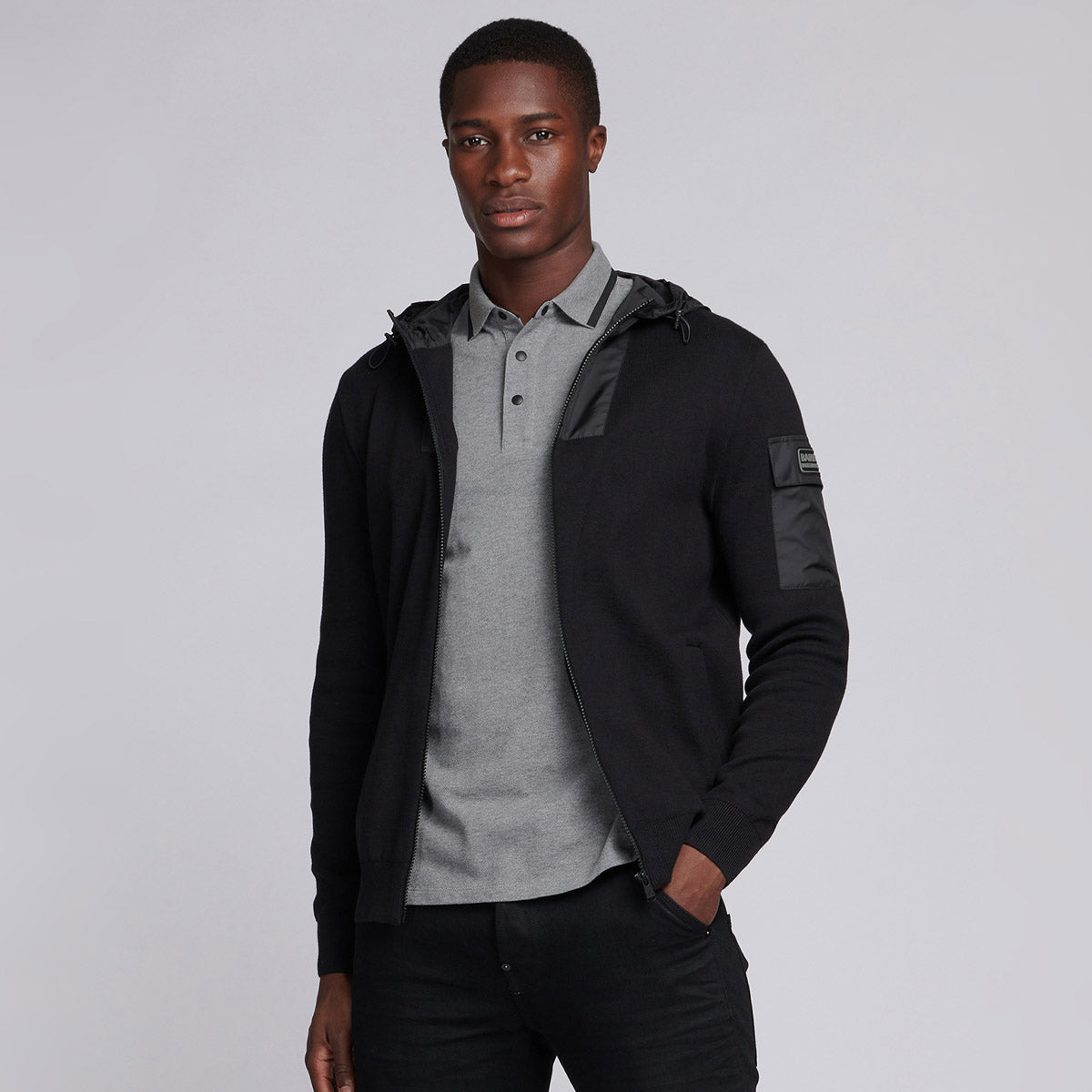 Barbour International - Swift Knit Zip Up Hoodie in Black