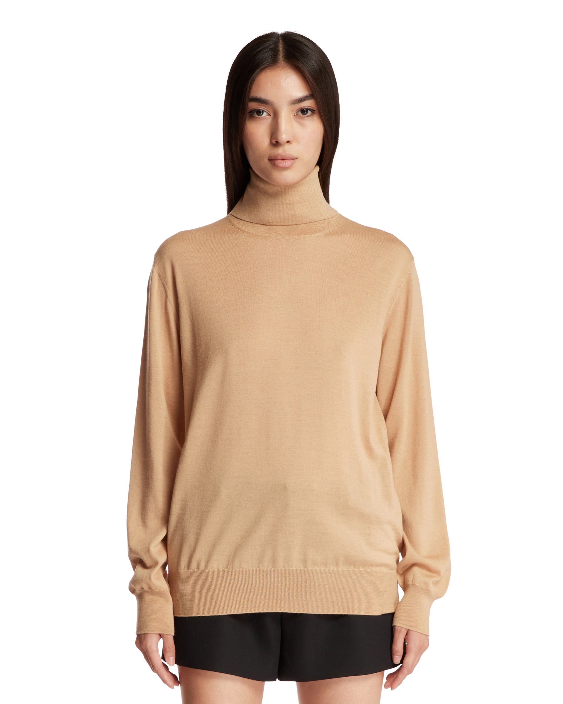 Beige High-Neck Sweater