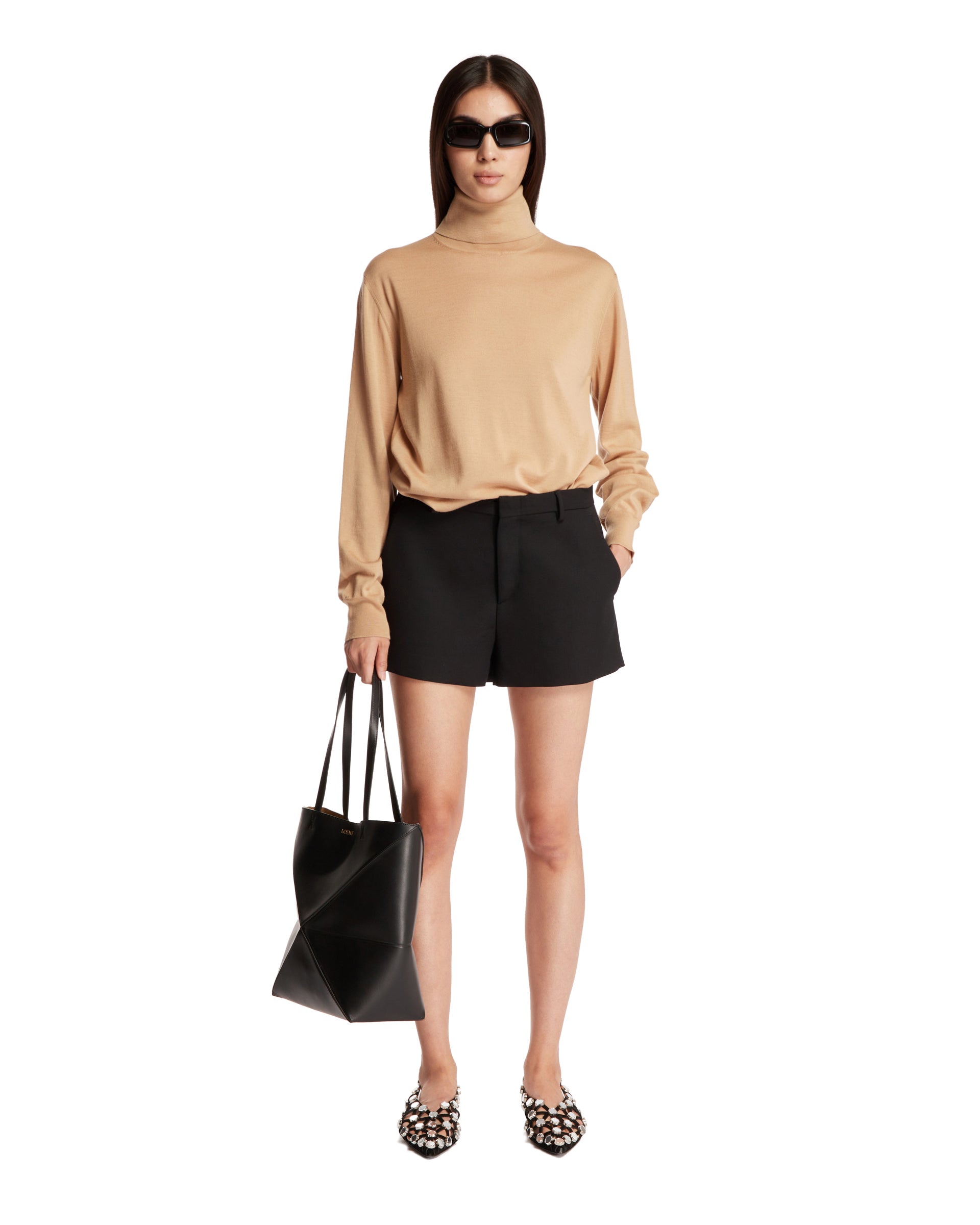 Beige High-Neck Sweater