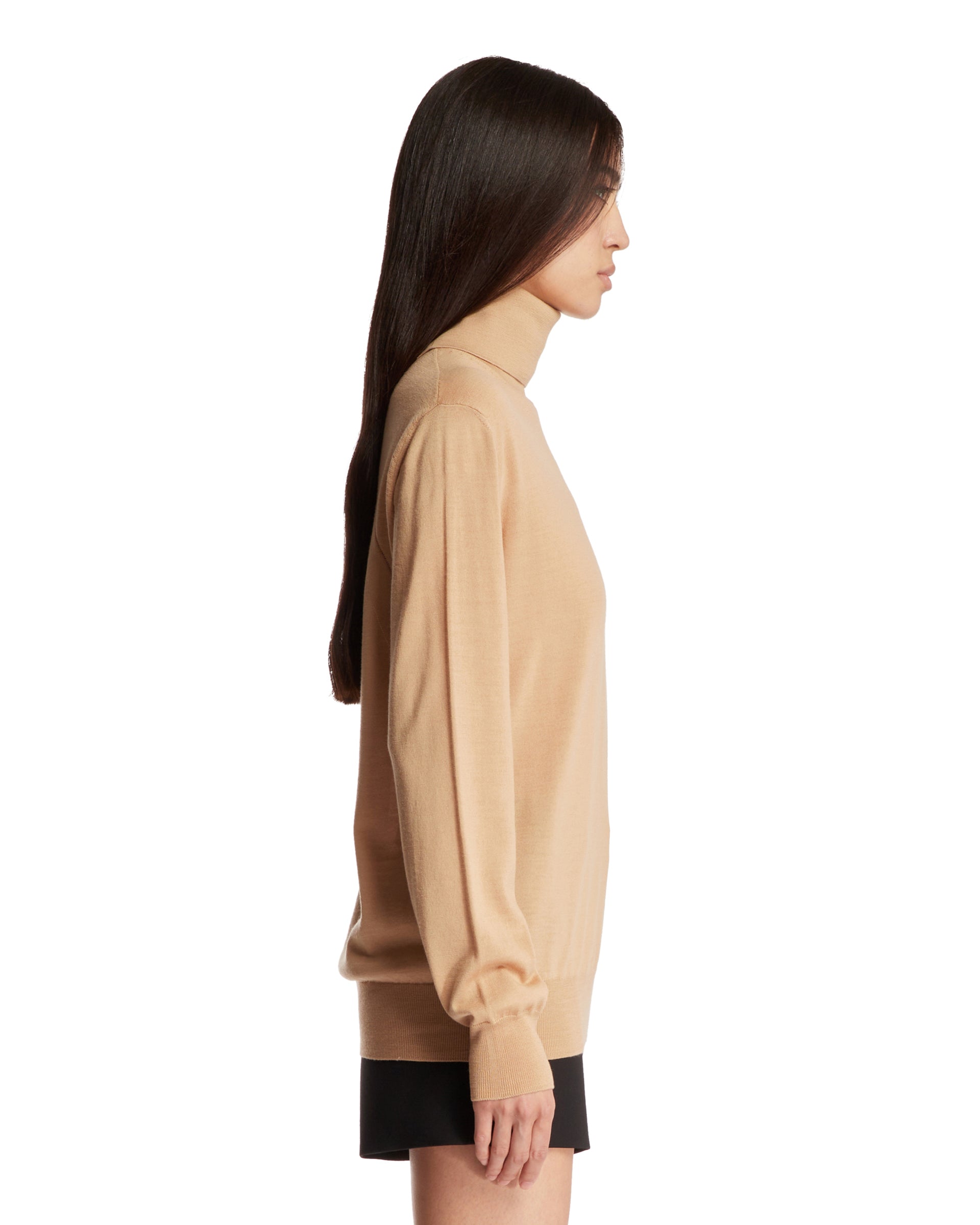 Beige High-Neck Sweater