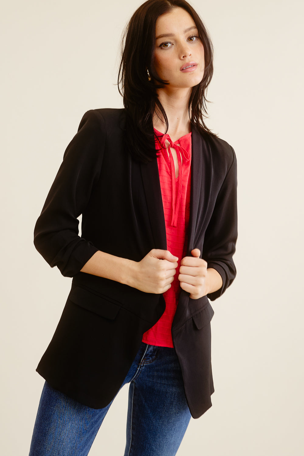 Black 3/4 Sleeve Blazer