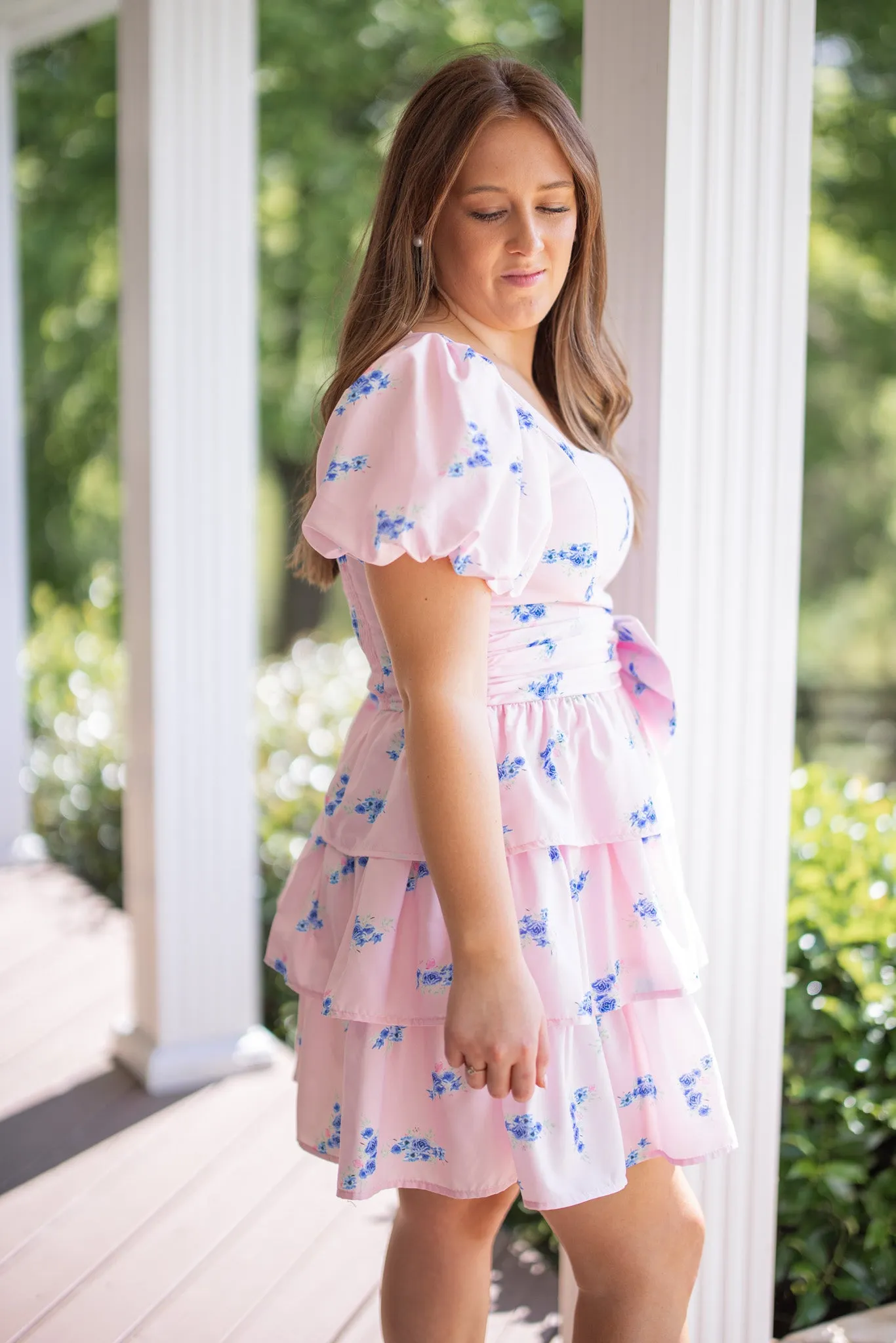 Bow Perfect Pink Floral Dress