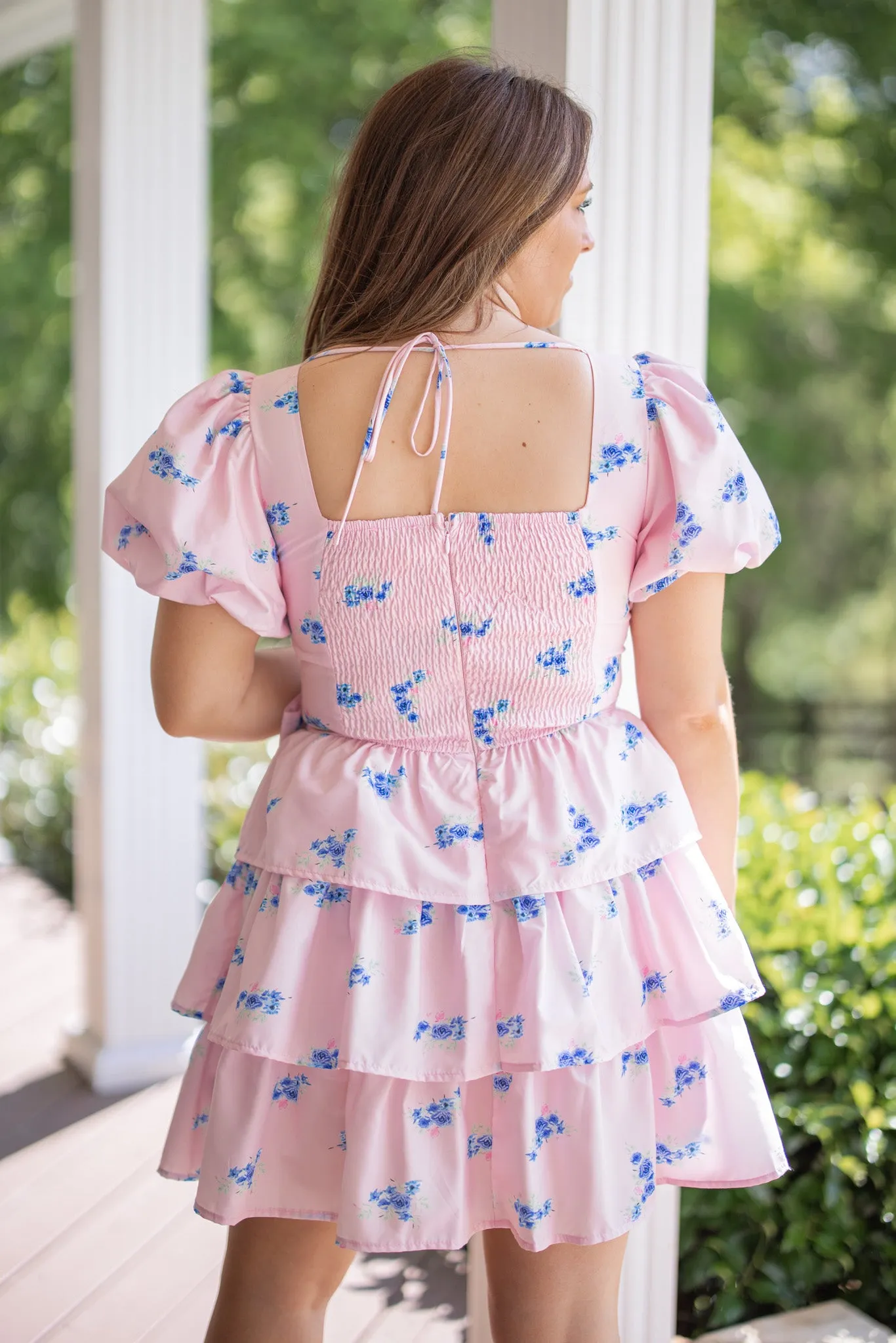 Bow Perfect Pink Floral Dress