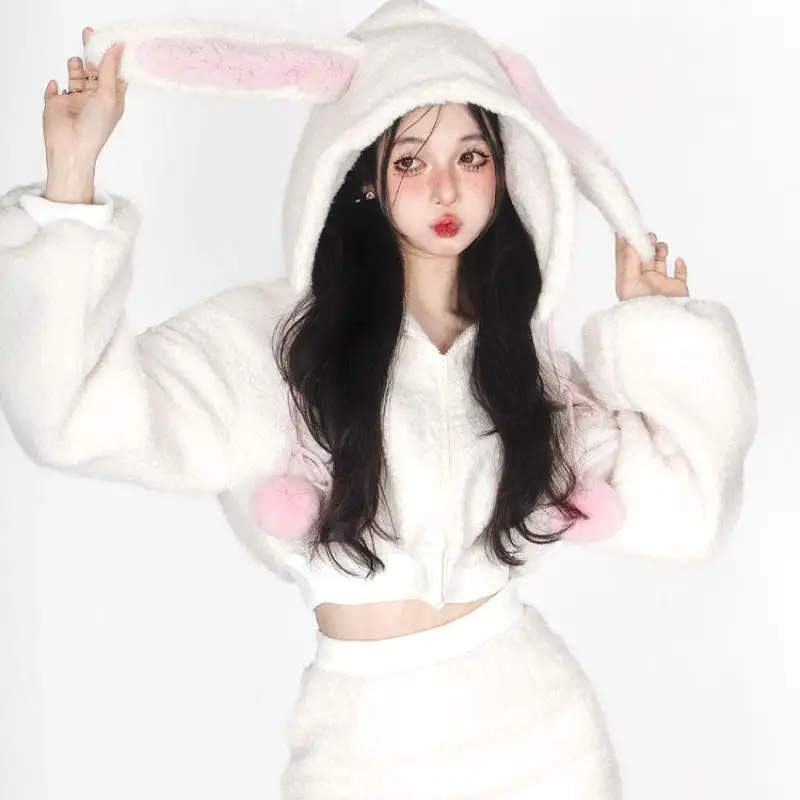 Bunny Hooded Top + Cute Bunny Mini Skirt - Kimi