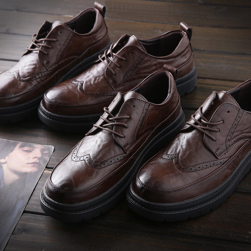 Business Men Cowhide Leather Shoes