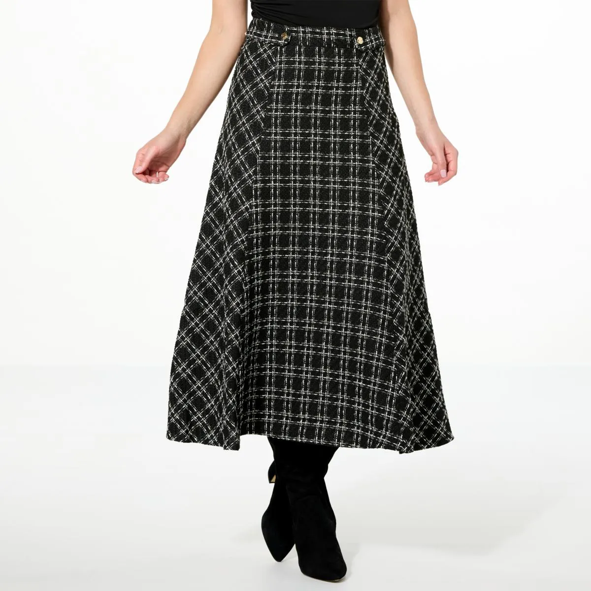      C Wonder by Christian Siriano Tweed A-Line Midi Skirt     