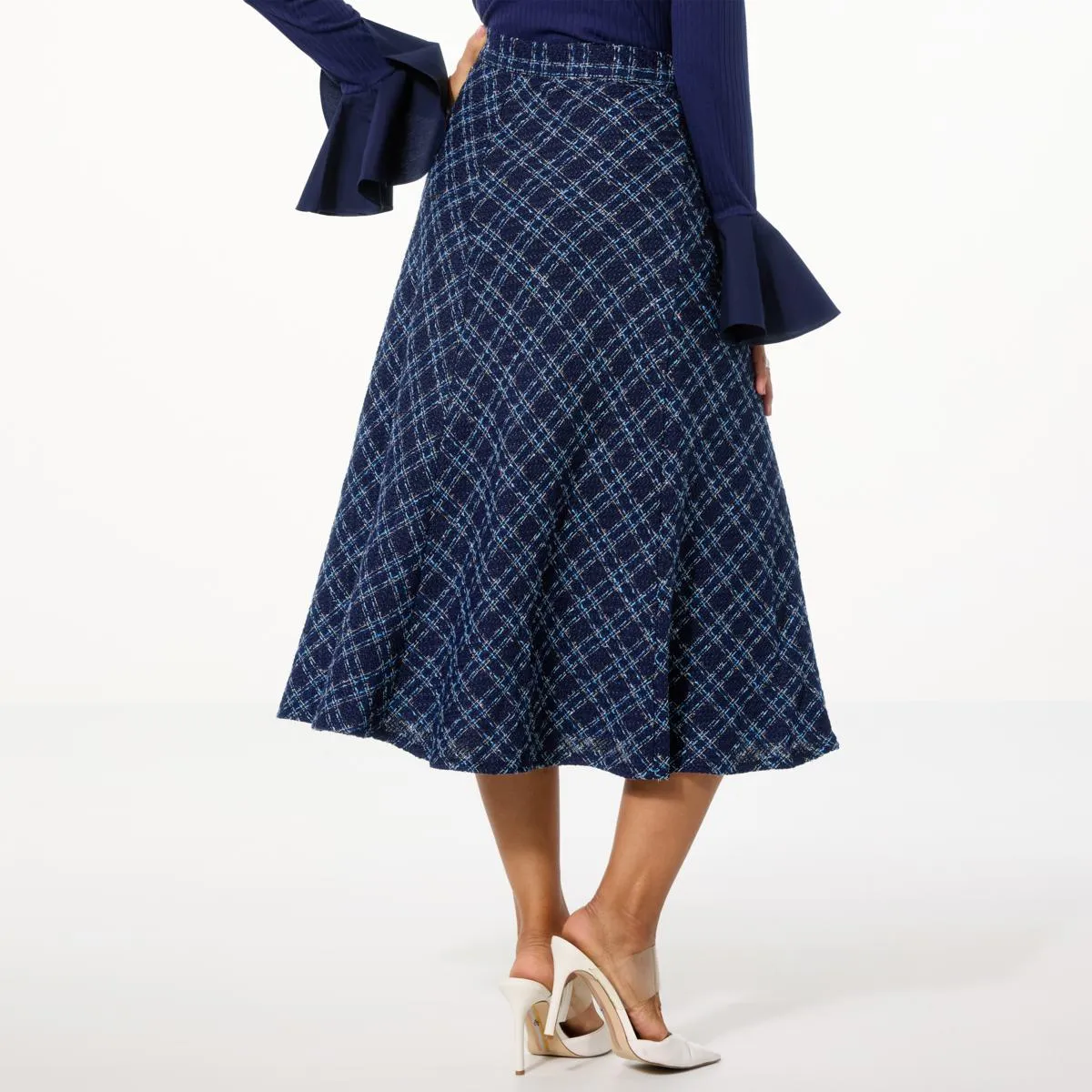      C Wonder by Christian Siriano Tweed A-Line Midi Skirt     