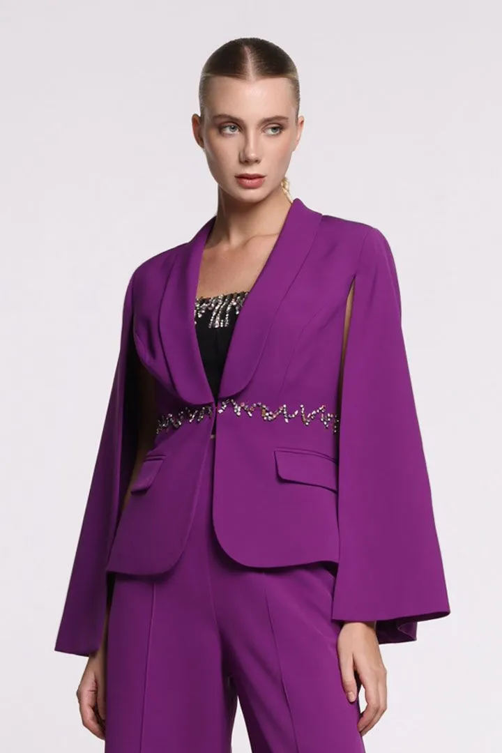 Cape Embellishment Blazer 