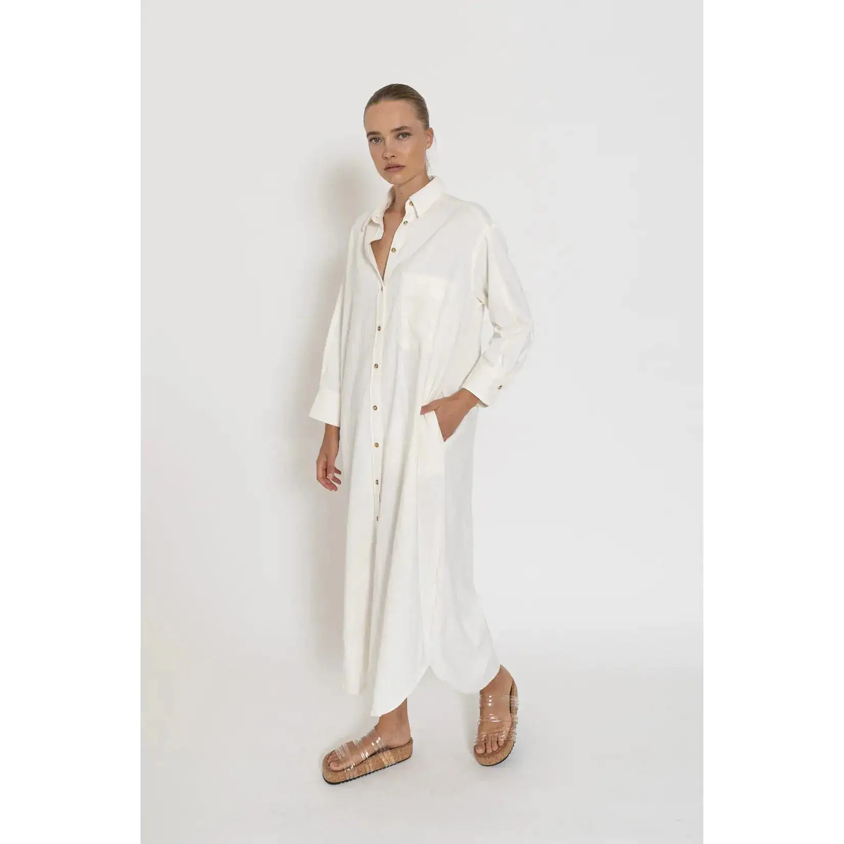 Capri Shirt Dress | White