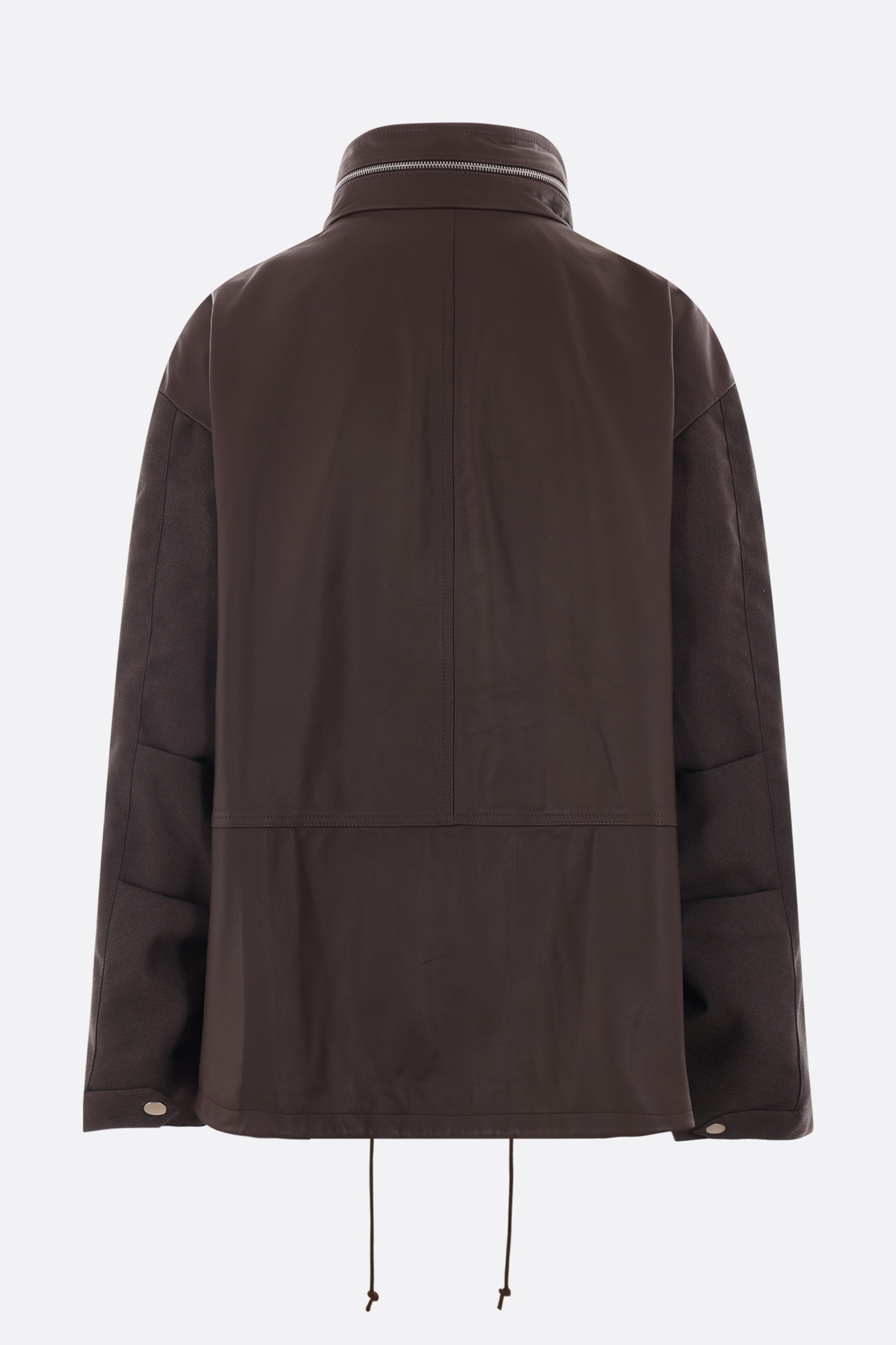 Carico technical canvas and leather oversized jacket