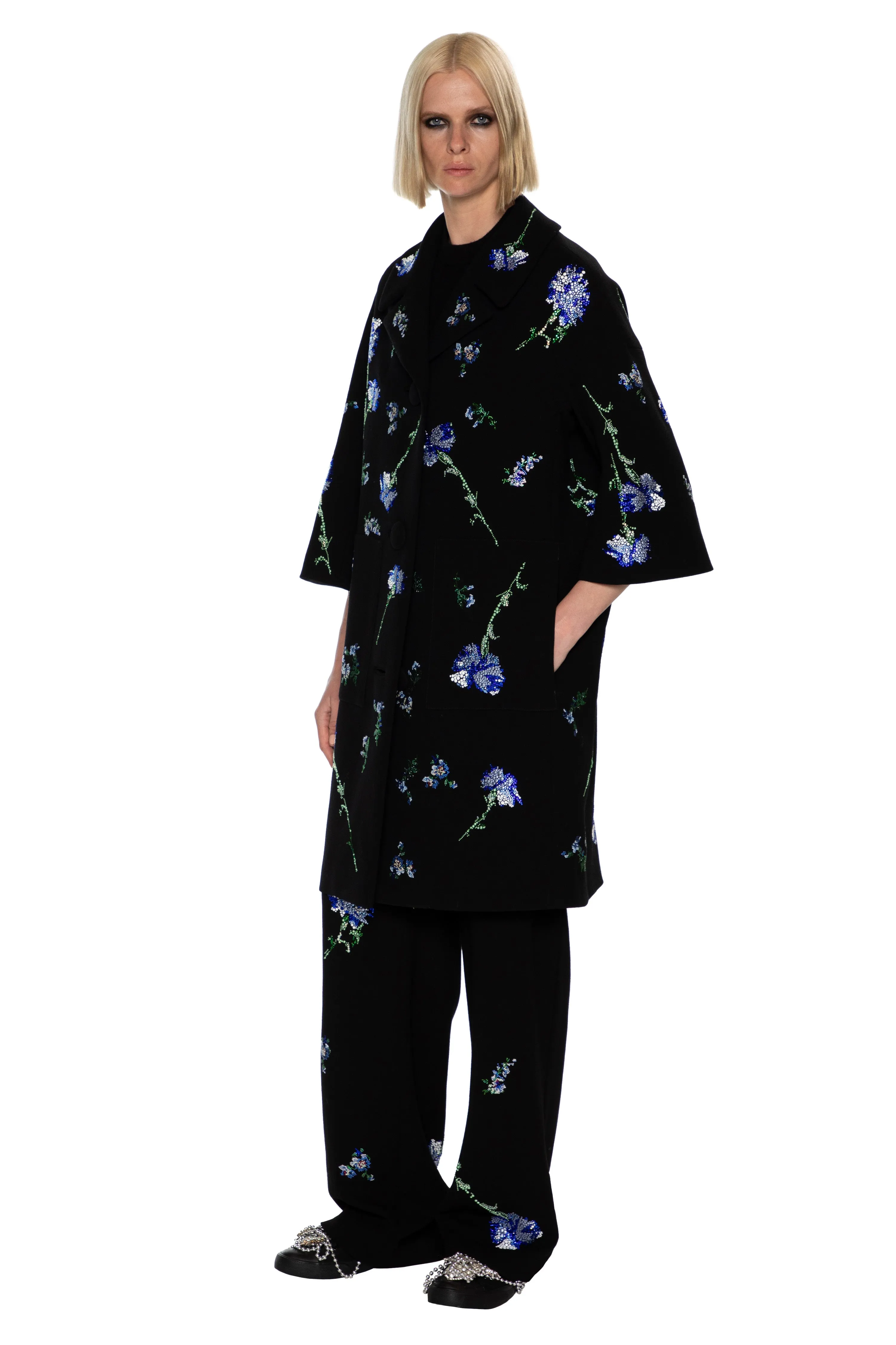 'CECIL BEATON BLUE CARNATION' PATCH POCKET COAT