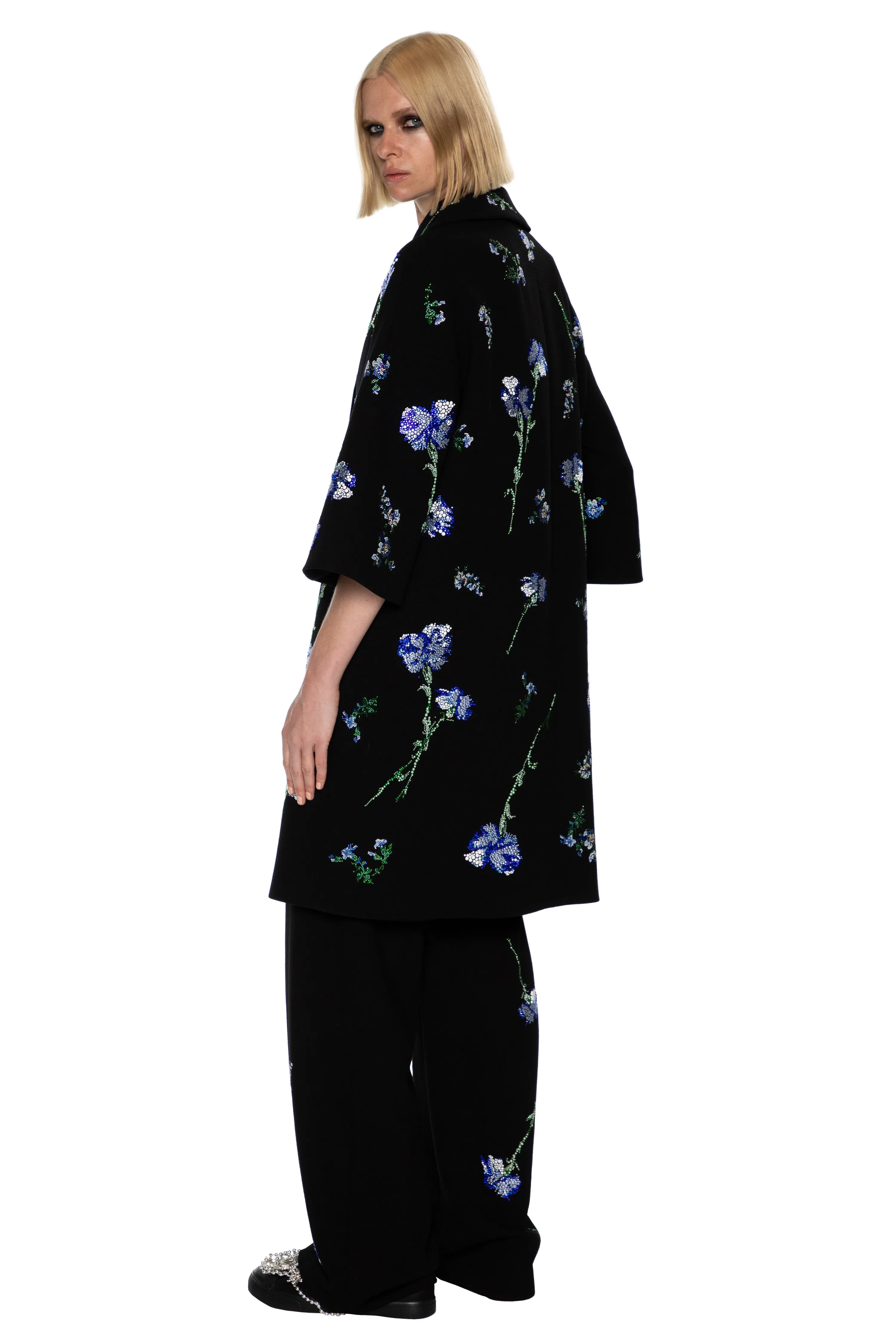 'CECIL BEATON BLUE CARNATION' PATCH POCKET COAT