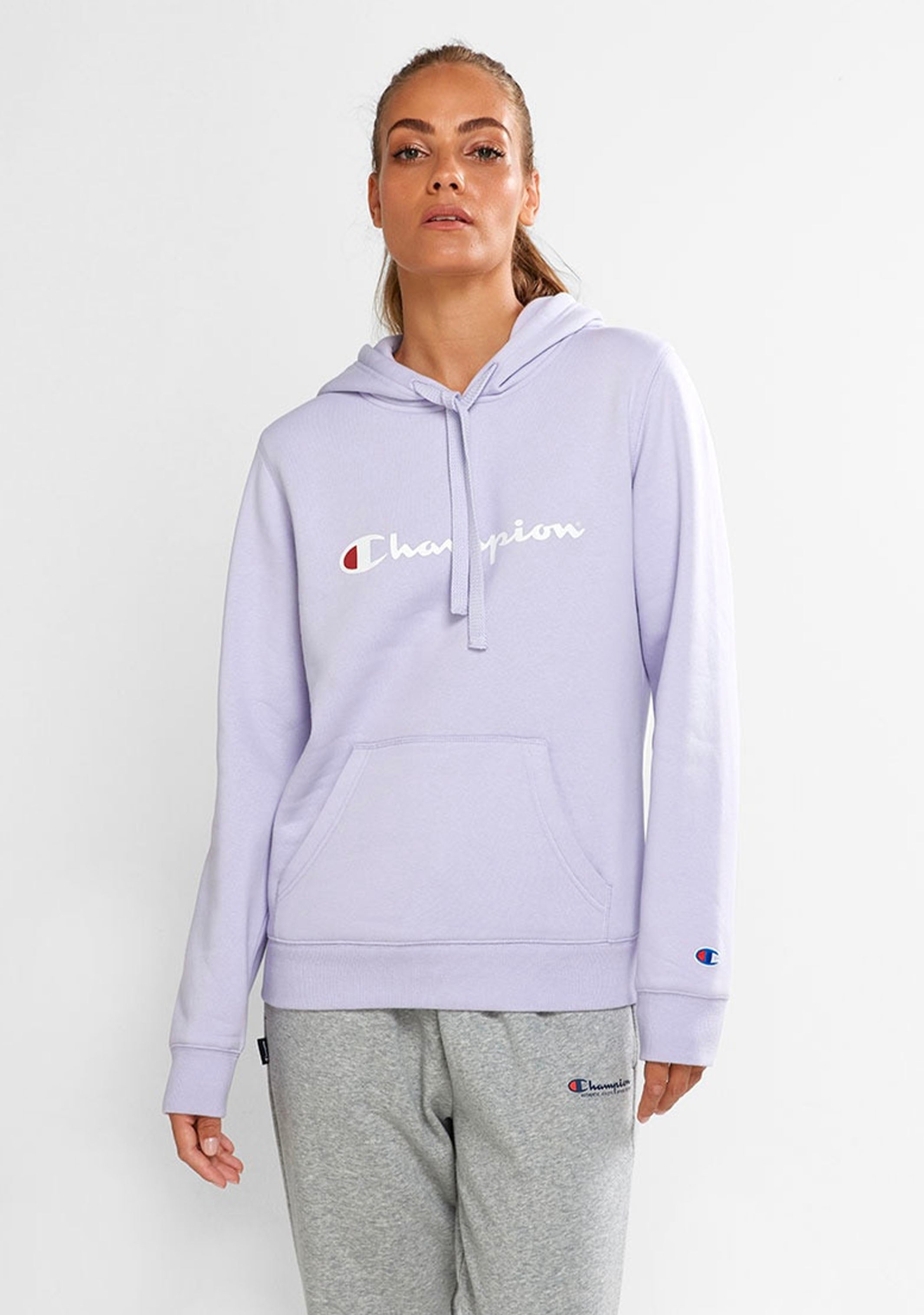 Champion Womens Script Logo Hoodie Lilac <br> CWG4N XMC