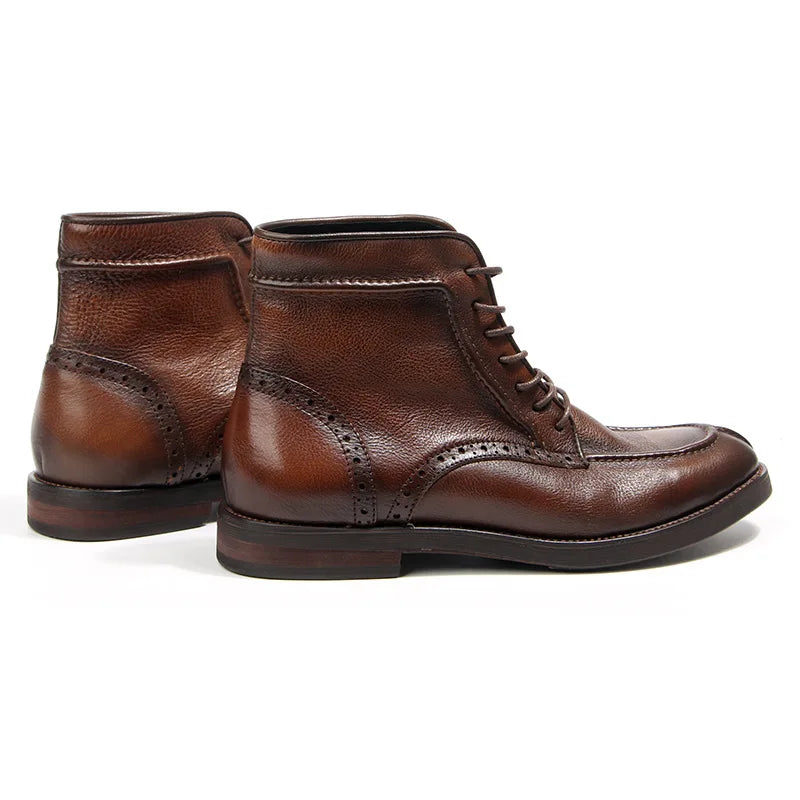 Classic Vintage Soft Genuine Cow Leather Winter Ankle Boots for Men