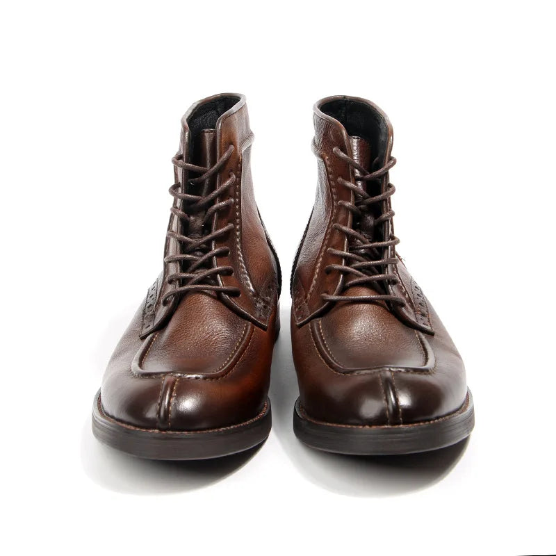 Classic Vintage Soft Genuine Cow Leather Winter Ankle Boots for Men