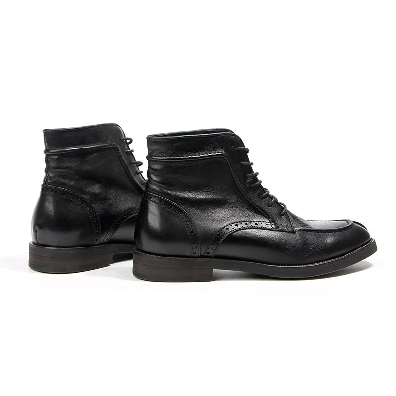 Classic Vintage Soft Genuine Cow Leather Winter Ankle Boots for Men