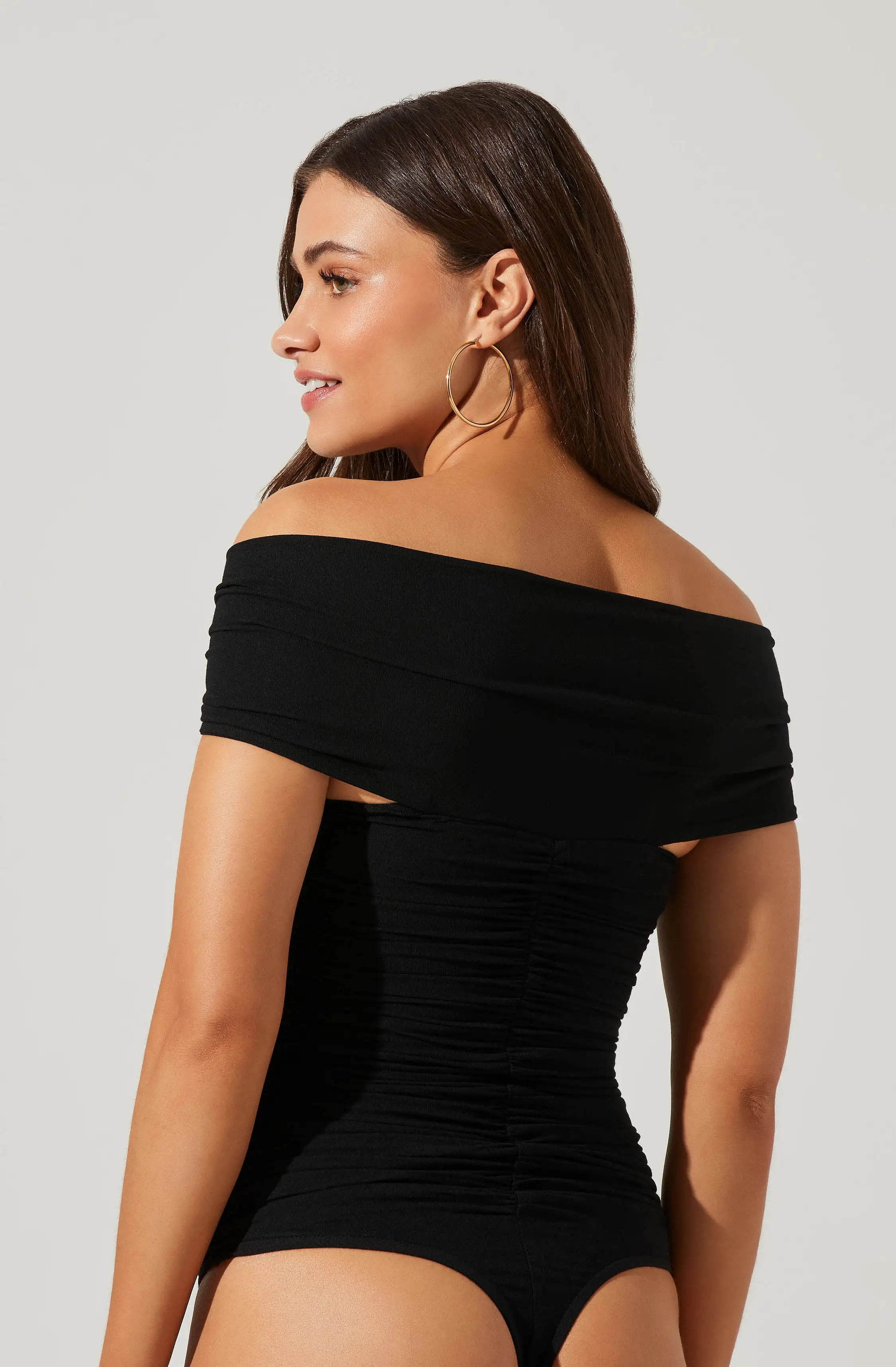 Cornelia Ruched Off Shoulder Bodysuit