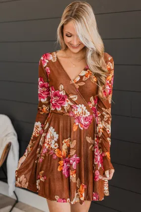 Crowded Affair Floral Dress- Brown