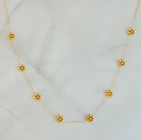 Dainty Golden Bead Flower Necklace