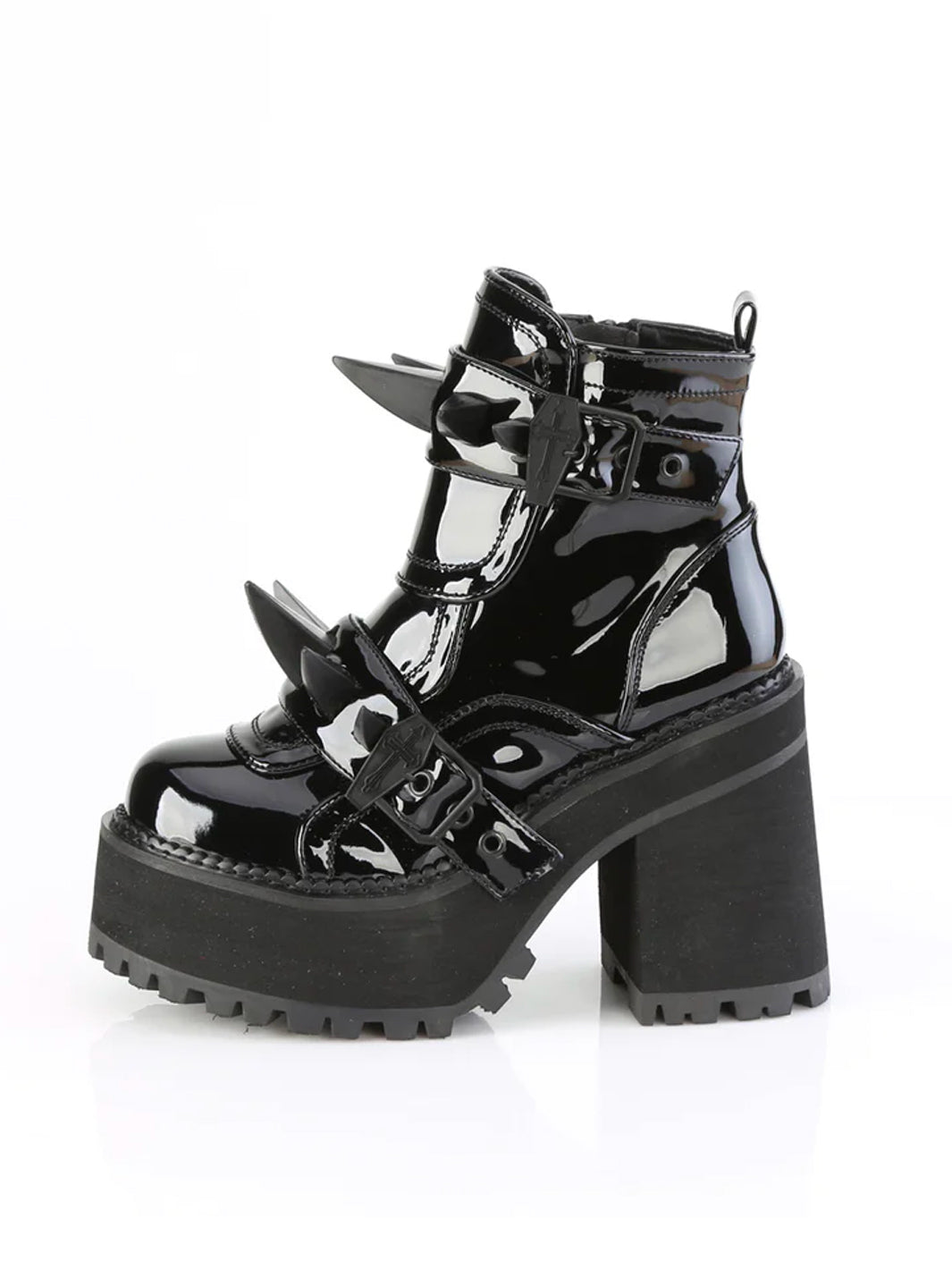 DEMONIA ASSAULT-72 - BLACK PATENT   PRE ORDER 