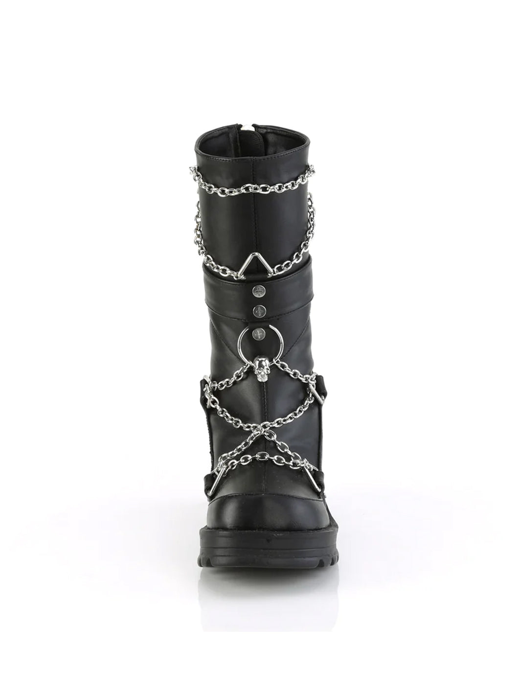 DEMONIA BRATTY-120 - BLACK VEGAN LEATHER  PRE ORDER 