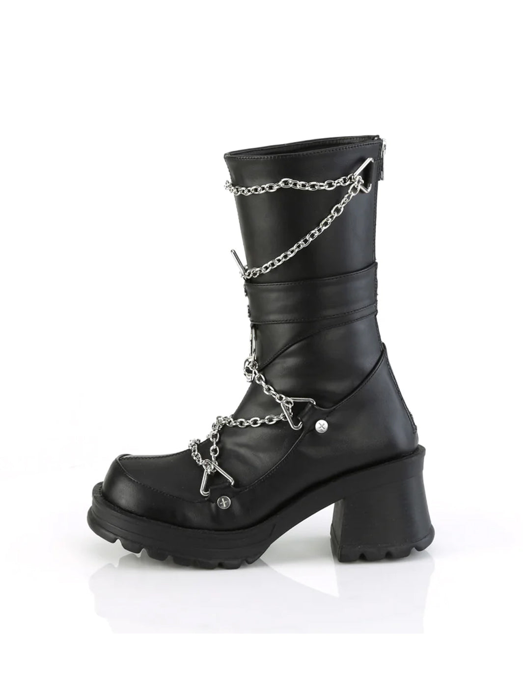 DEMONIA BRATTY-120 - BLACK VEGAN LEATHER  PRE ORDER 