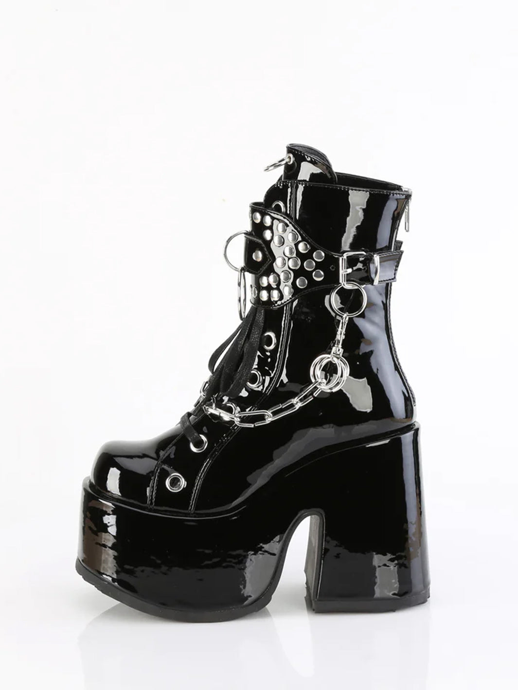 DEMONIA CAMEL-65 - BLACK PATENT  PRE ORDER 