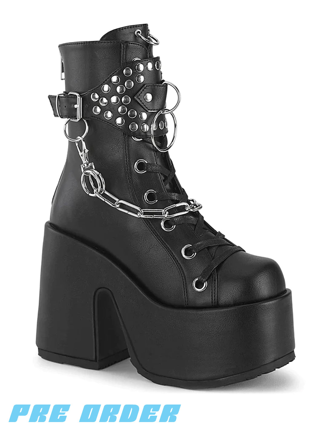 DEMONIA CAMEL-65 - BLACK VEGAN LEATHER  PRE ORDER 