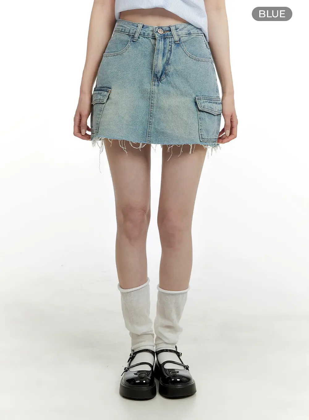 Denim Cargo Mini Skirt OA405