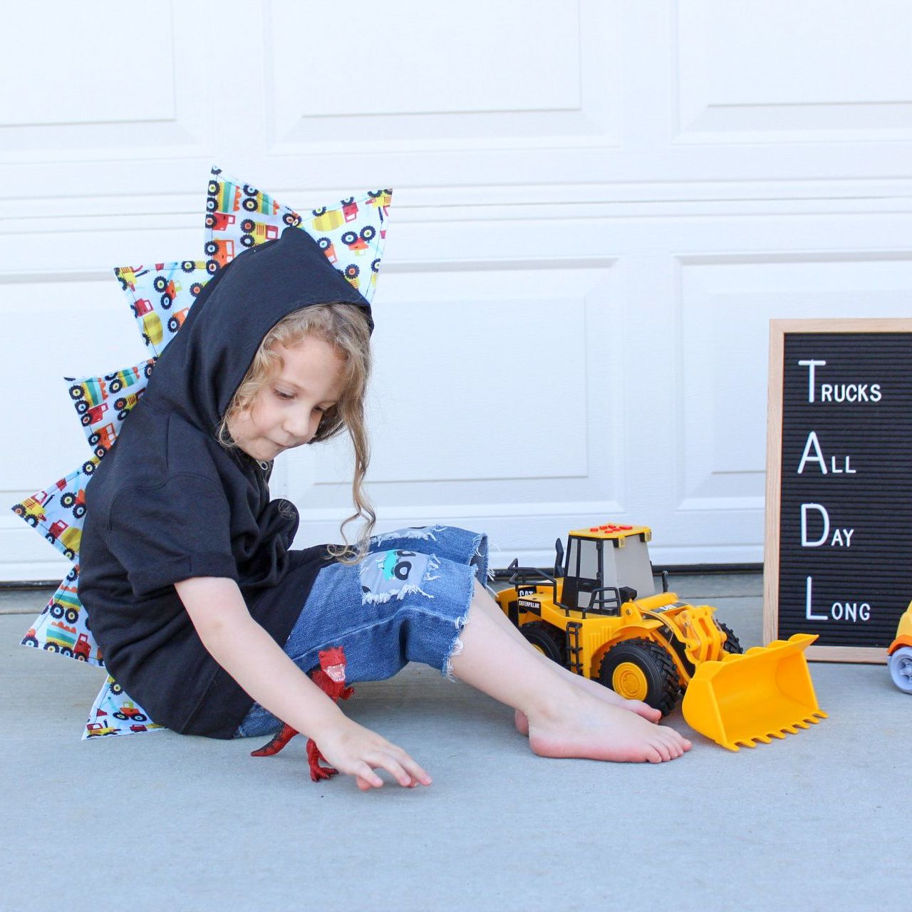 Dinosaur Truck Dino Hoodie - Construction Trucks Spikes