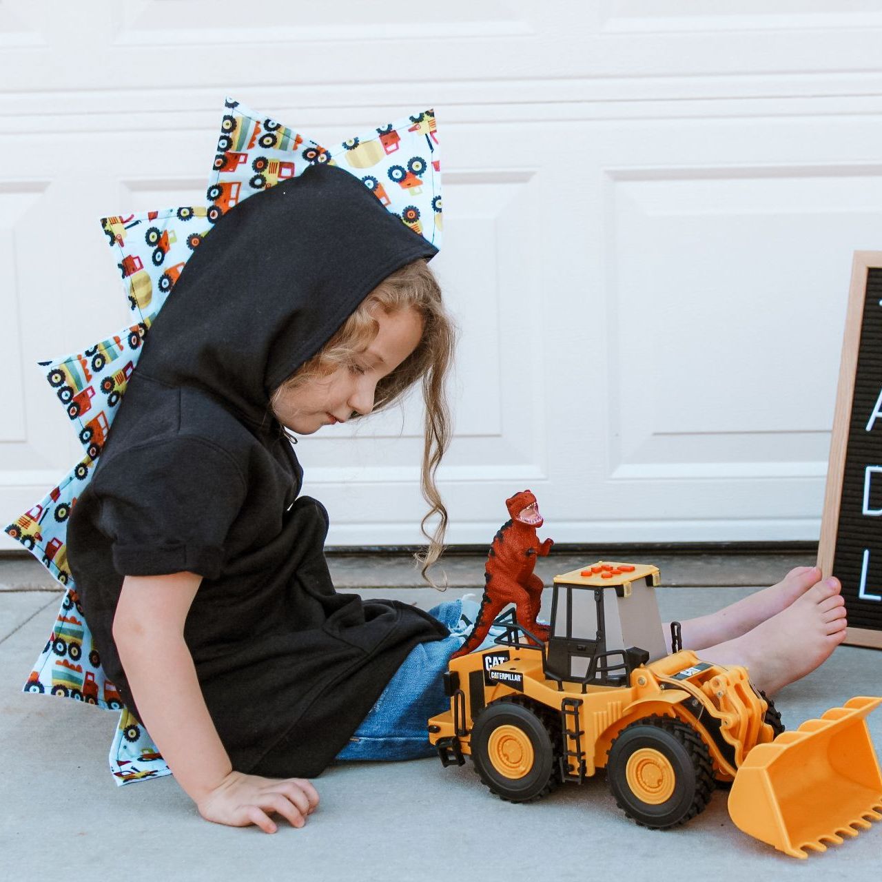 Dinosaur Truck Dino Hoodie - Construction Trucks Spikes