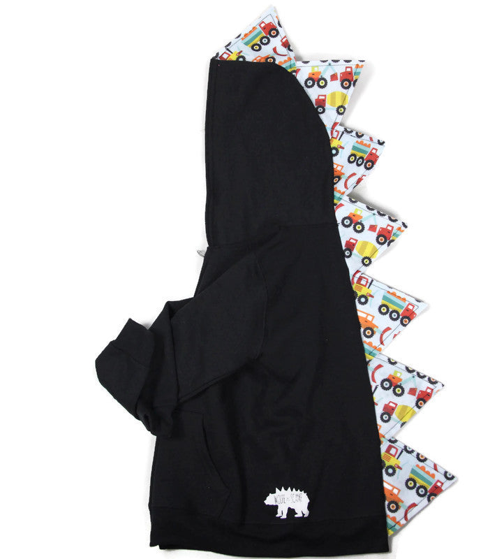 Dinosaur Truck Dino Hoodie - Construction Trucks Spikes